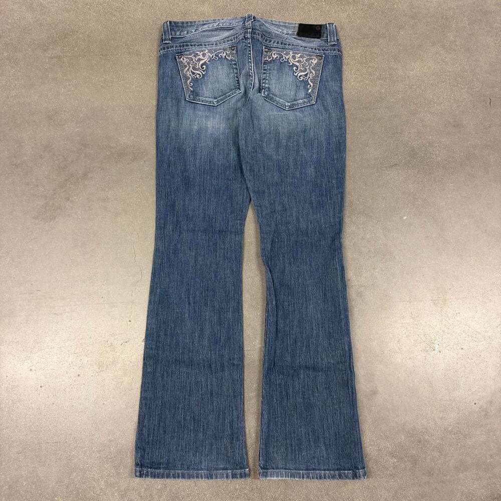 Guess Premium Y2K Embroidered Bootcut Jeans Womens 31 34x31 Scroll Pocket